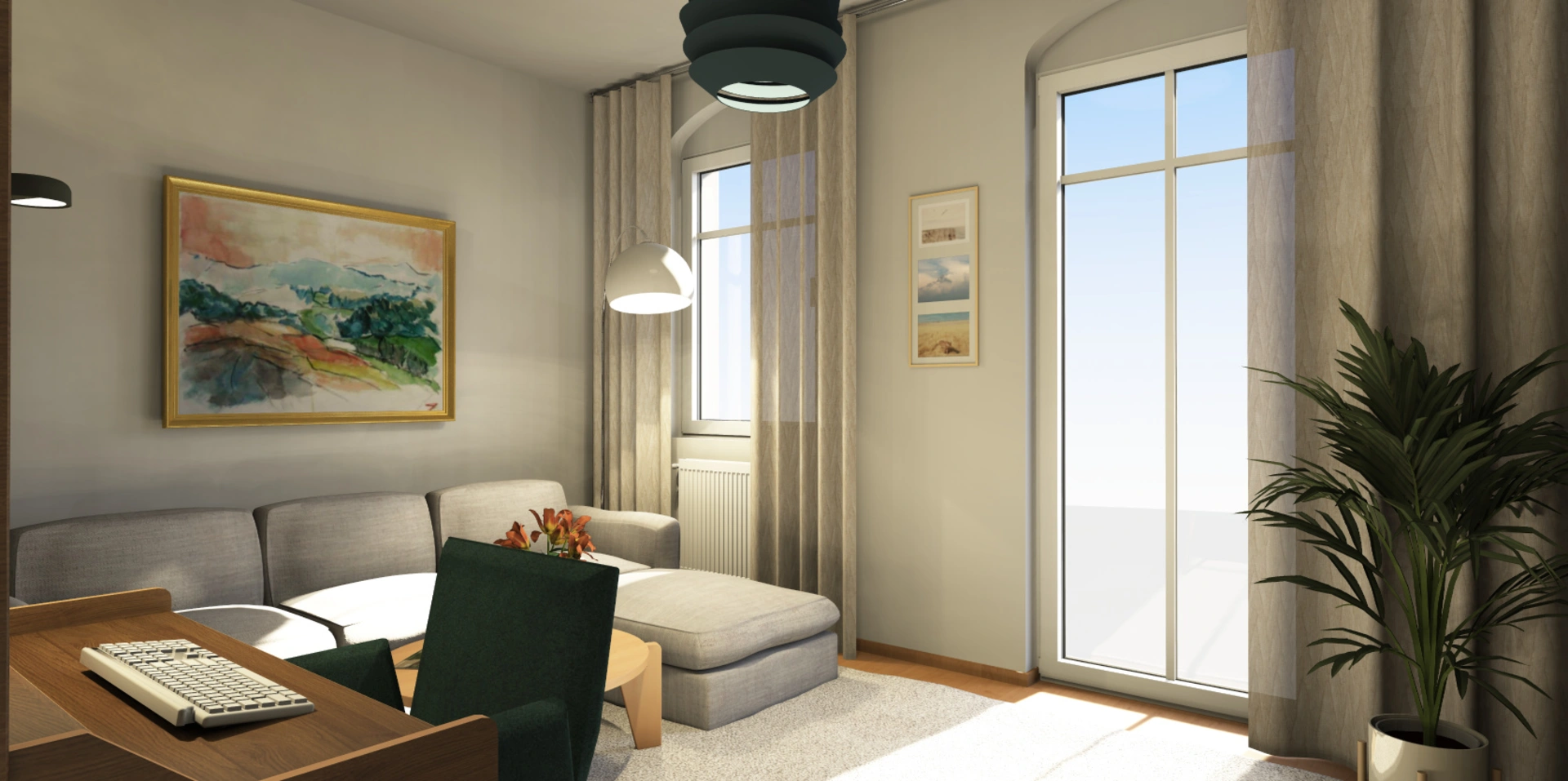 Wohnzimmer mit Arbeitsbereich – Planung