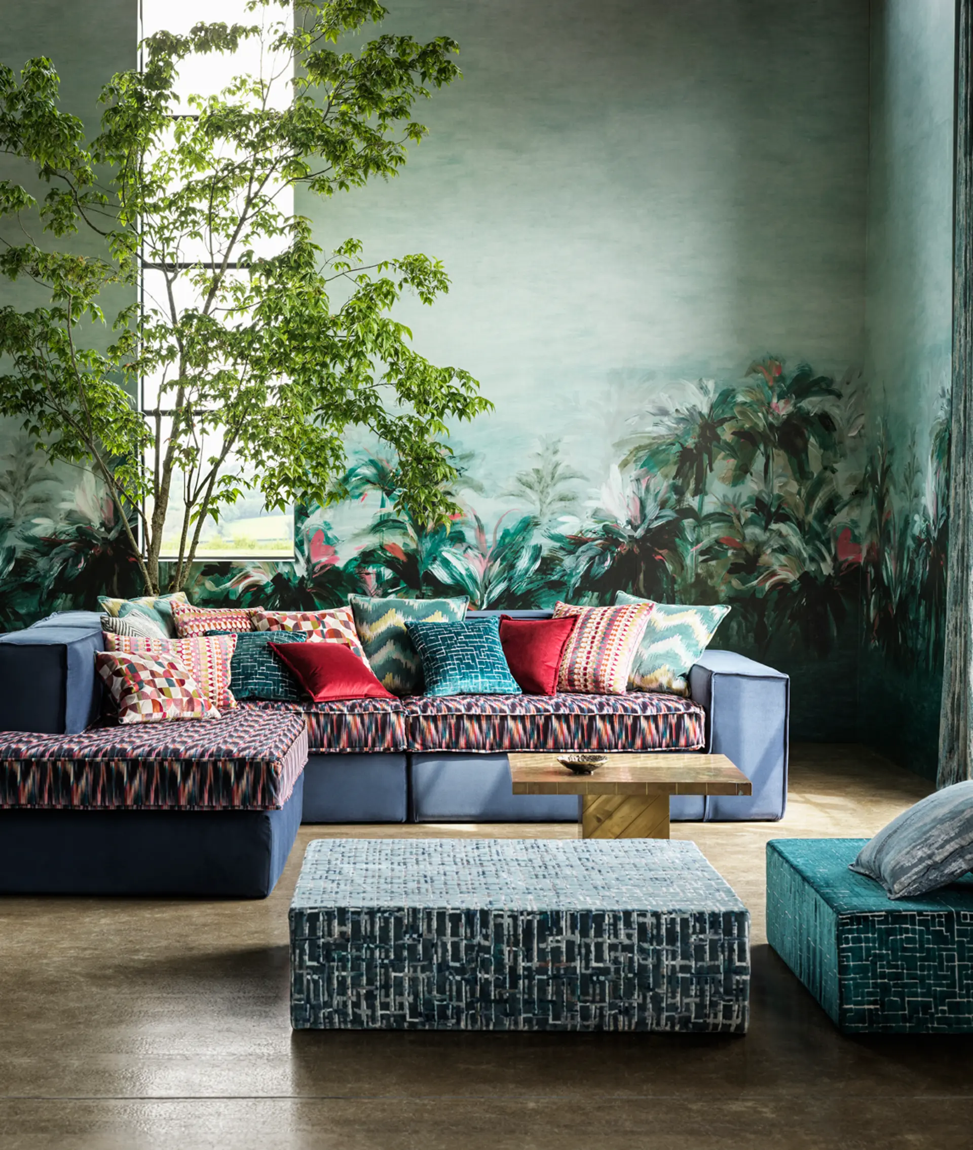 Clarke & Clarke Vivido – Wohnzimmer mit Wandgestaltung